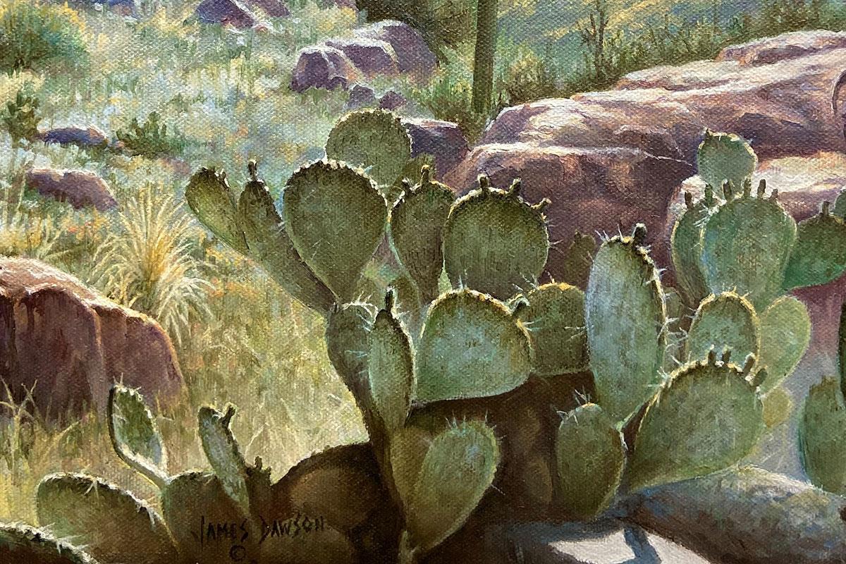 Painting by James Dawson, Alamo Trail, detail