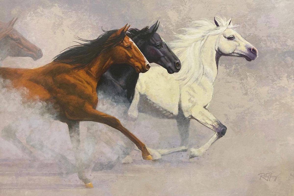 Painting by Ron Henry, Kicking Up Dust
