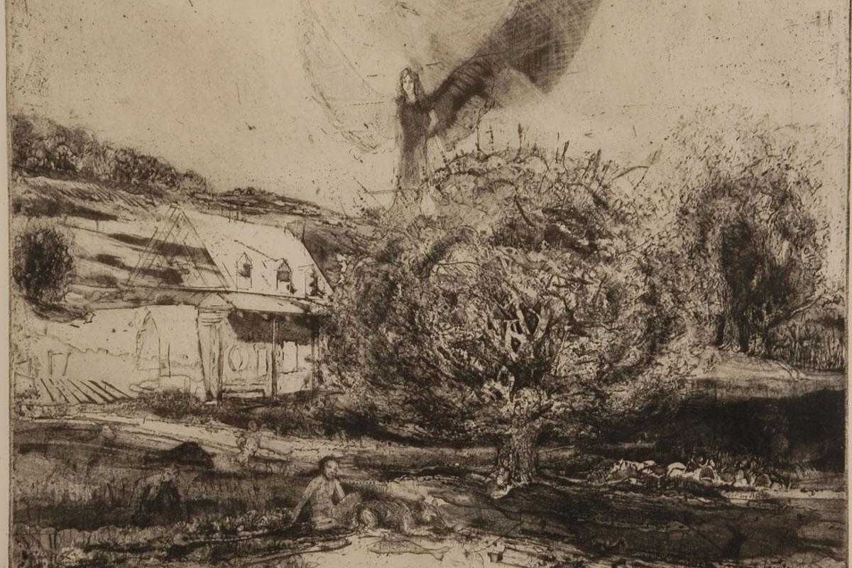 Sketch of Tree and house by Charles Hardy