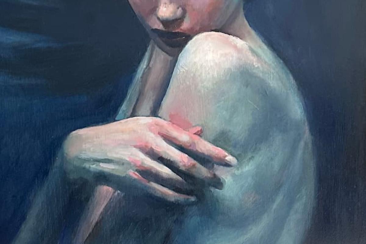 "Woman Looking over Her Shoulder by Paul Lunetta