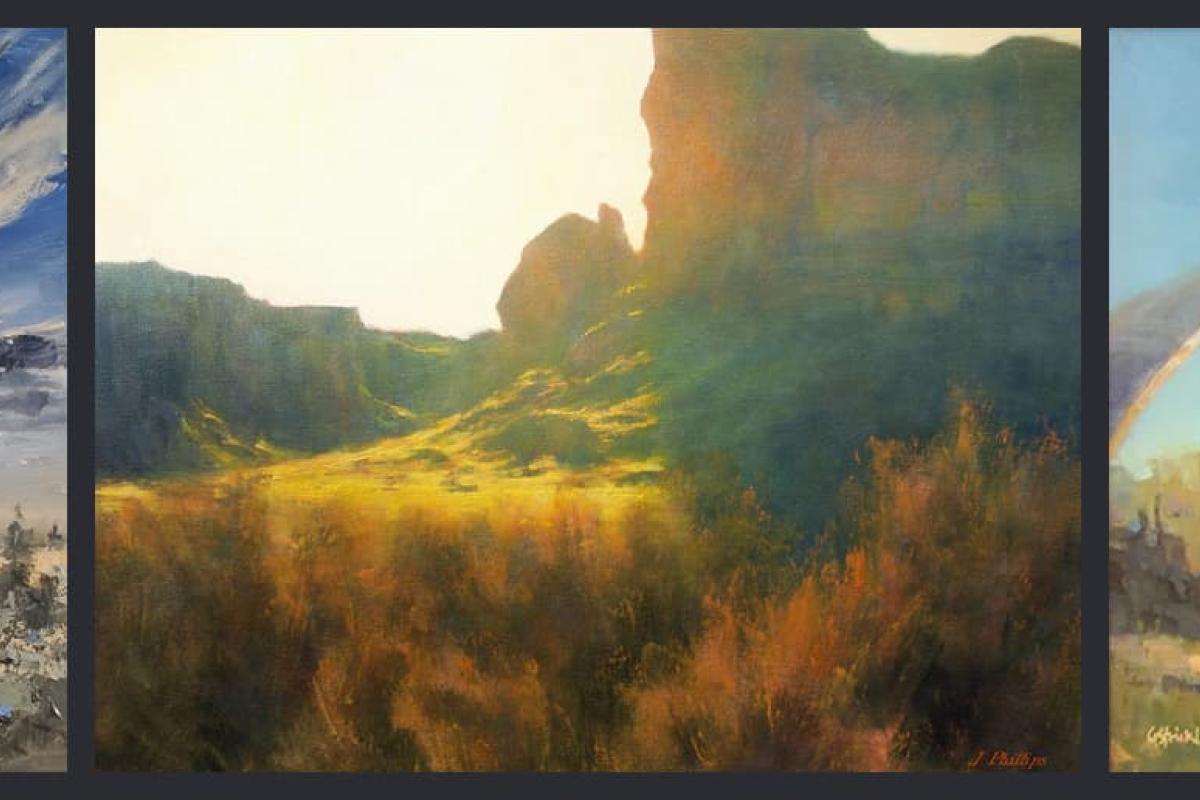 Left to Right: Painting by Loren Eakins, Painting by John Phillips, Painting by George Strickland
